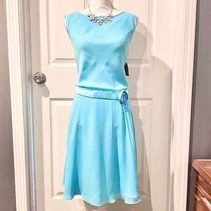 Cynthia Howie Aqua Silk Sleeveless Dress